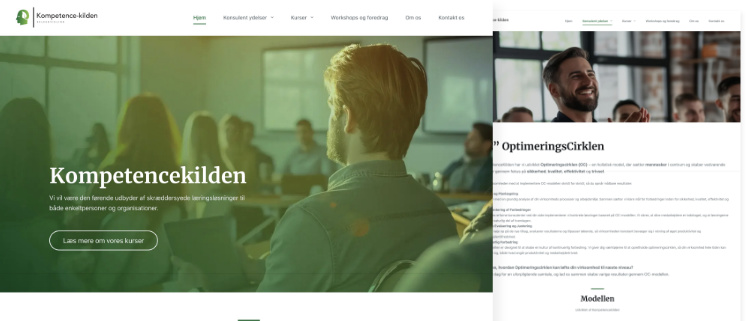 Screenshot of two of Kompetencekilden's webpages