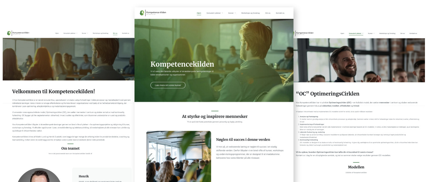 Mockup/screenshots showing the Kompetencekilden website
