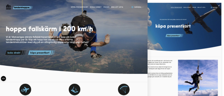 Screenshot of Tandemhopps website